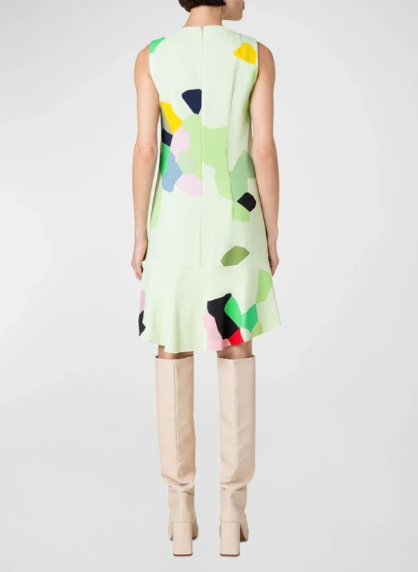 Kaleidoscope-Print Sleeveless Crepe Shift Dress